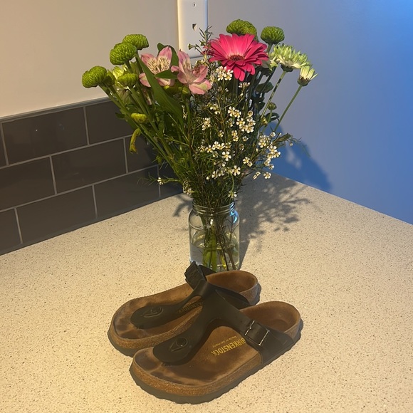 Birkenstock Sz 35 Gizeh Birko-Flor Sandals - Women's  (fits 5.5-6) Black - Picture 4 of 16